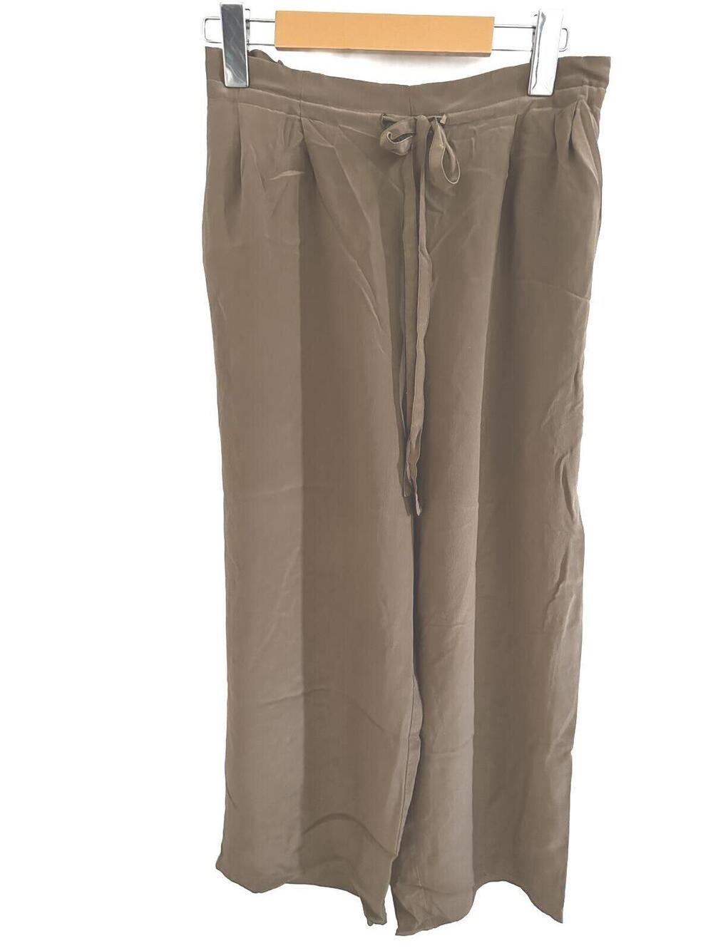 August Silk Women's Light Brown 100% Silk Wide Leg Capri Pants  - Size M